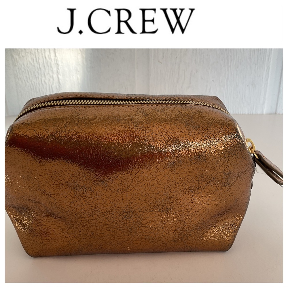 J. Crew metallic copper leather Dopp Bag. NWT